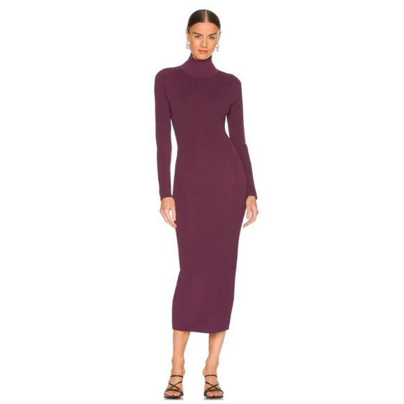 Bardot Santi Backless Sweater Dress Midi Long Sleeve Burgundy Rib Knit Size S - Picture 3 of 9